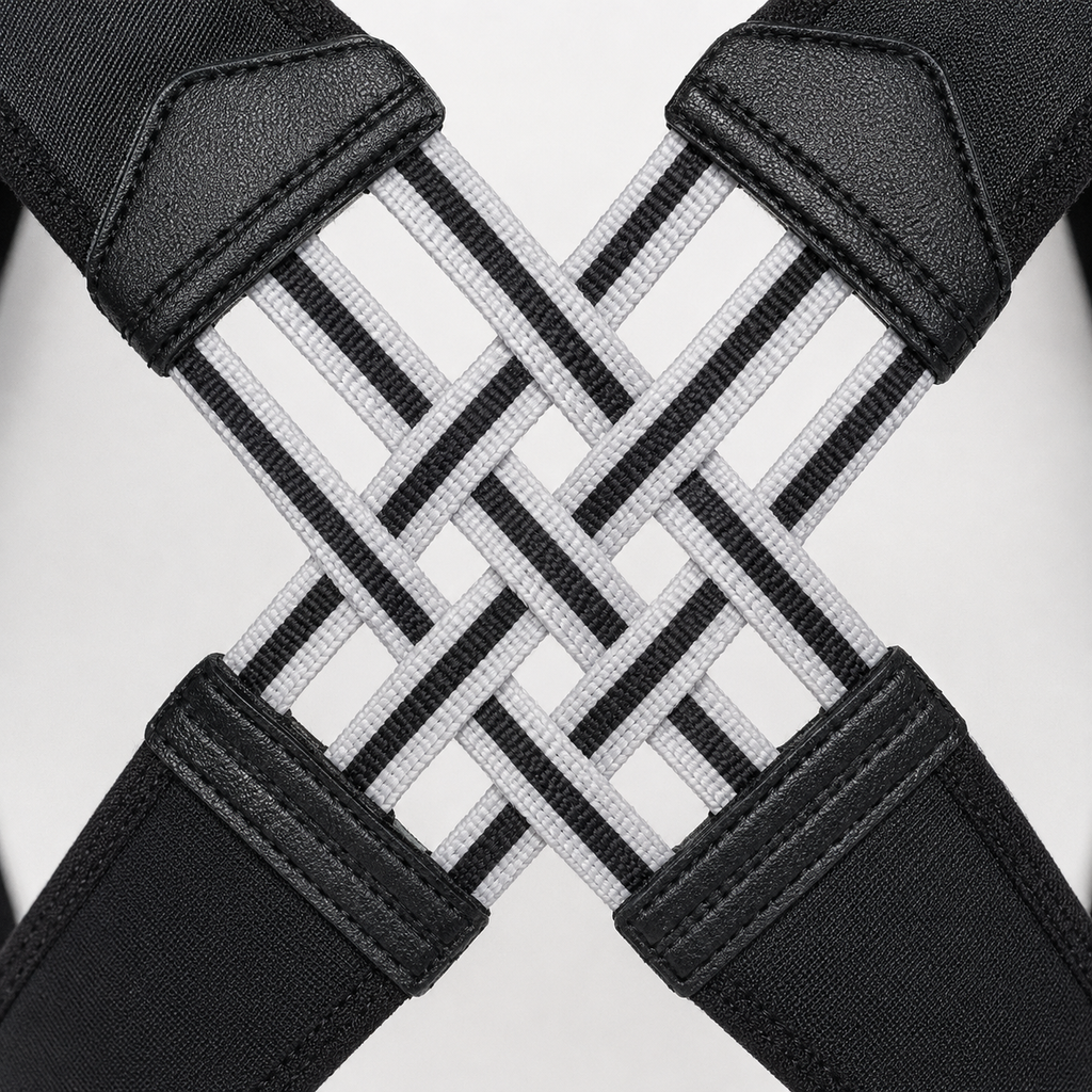 Detalle del material y las correas en X de Yergo